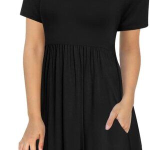Women's Casual Summer Dress Short Sleeve Pockets Loose Fit Soft Fabric